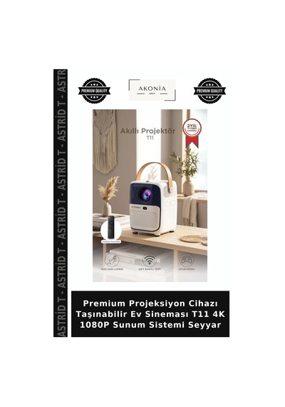 Premium Projeksiyon Cihazı Taşınabilir Ev Sineması T11 4k 1080p Sunum Sistemi Seyyar