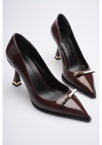 Esatsani Kahverengi Rugan Gold Toka Detaylı Sivri Burun 9 Cm Topuklu Rara Stiletto Kadın Ayakkabı Kahverengi Esatsani Kahverengi Rugan Gold Toka Detaylı Sivri Burun 9 Cm Topuklu Rara Stiletto Kadın Ayakkabı Kahverengi