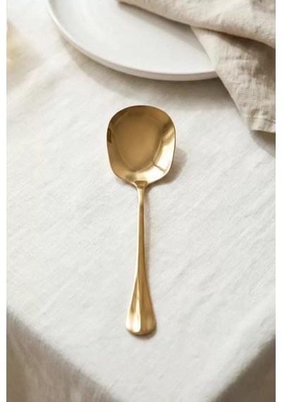 Gold Büyük Boy Paslanmaz Çelik Servis Kaşığı & Profesyonel Sunum Gereci 25 Cm Çok Renkli