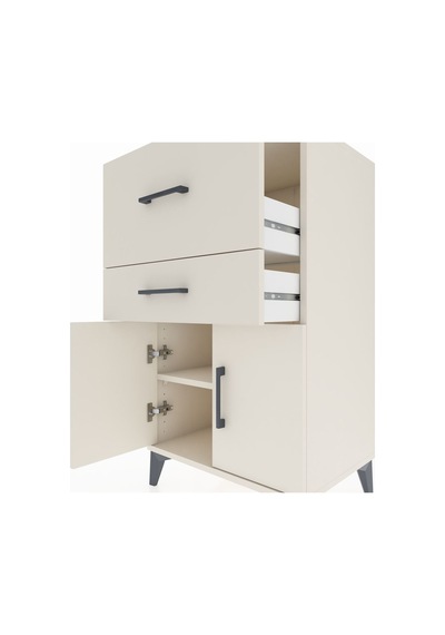 Hyperion Komodin Tek Raflı 2 Çekmeceli 2 Kapaklı 60x44x106 Aytaşı-aytaşı Aytası