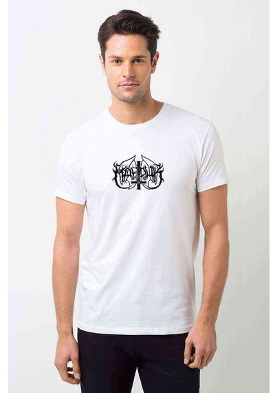 Marduk Logo Baskılı Beyaz Erkek Tshirt