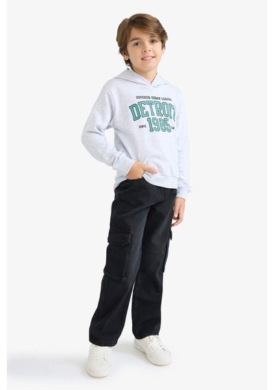 Defacto Kapüşonlu Baskılı Gri Erkek Çocuk Sweatshirt F2846a8/gr400 Gri