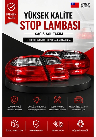 Mercedes W210 Füme Sinyal Stop Takımı 4 Parça 95-02 - Taıwan