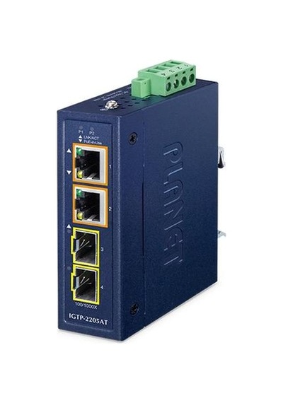 Planet Pl-ıgtp-2205at 2 Port Gigabit 2 Port Sfp Poe+ Compact Endıstriyel Media Converter