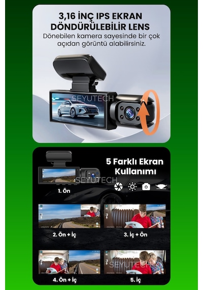 Harvox 2 Kameralı Wi-fi Özellikli Full Hd Araç Kamerası 1080p Gece Görüş, G-sensor Dashcam