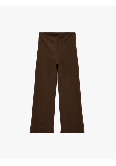 Koton Slim Fit Normal Bel Geniş Paça Pantolon Kahverengi 6sal40076ık Kahve