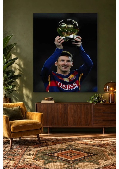 Fida Altın Topu Havaya Kaldıran Messi Canvas Tablo