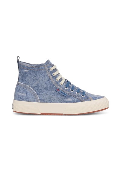 Superga 2573 Cotton Denim Destroyed Unisex Beyaz Bilekli Sneaker Siyah