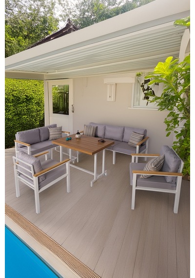 Neokas Bahçe Mobilyası, 1 +1 +2+ 3+ Masa, Balkon Takımı, Kafe Koltuğu, Bekleme Alanı Koltuğu Beyaz