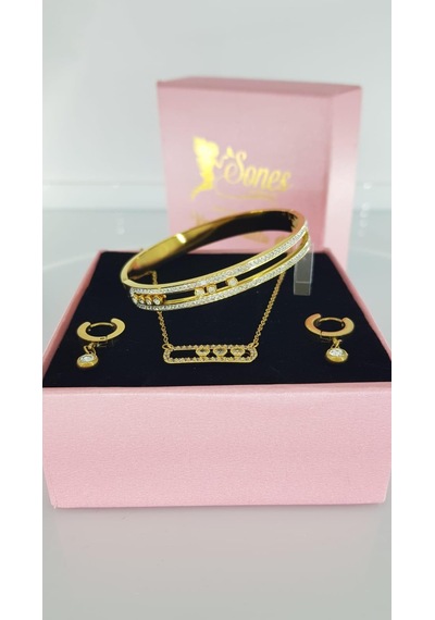 Çelik Takı Seti 327 Gümüş - Rose Gold