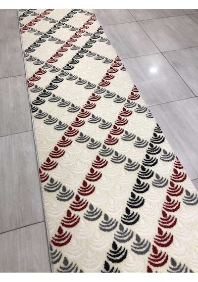 Saray Halı Samyeli 10942 Wk 80X300 Krem Kırmızı Gri Yolluk !