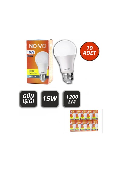 10 Adet 15w Gün Işık Led Ampul 1200lm 3000k 15.000 Saat Ömür 5570 Diğer