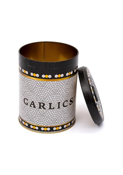 Mosaic Garlics Desenli Yuvarlak Metal Sarımsaklık, 14 X 18 Cm, 2.5 Lt