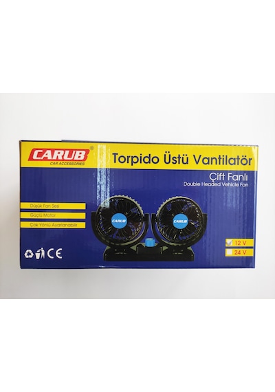 Replax 12 Volt Araç Içi Torpido Üstü Çift Fanlı Oto Vantilatör 36