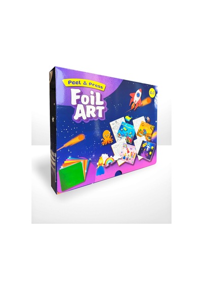 Foılart Peel & Press Yapışkanlı Renkli Basklı Folyo Sanatı-4 Lü Okyanus Uzay Safari Masal Temalı Set