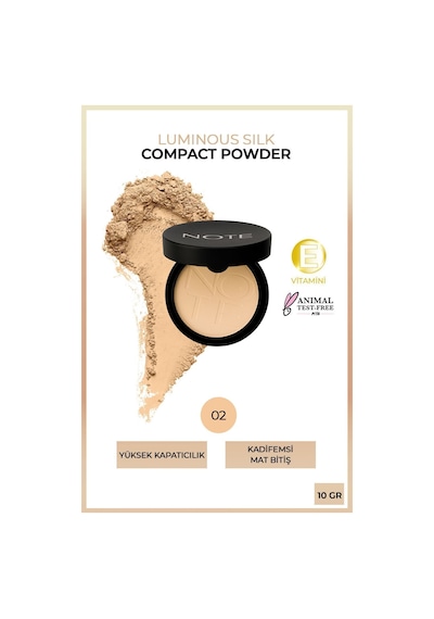Note Cosmetique Luminous Silk Compact Powder Mat Bitişli Toz Pudra - 02 Natural Beige Note Cosmetique Luminous Silk Compact Powder Mat Bitişli Toz Pudra - 02 Natural Beige