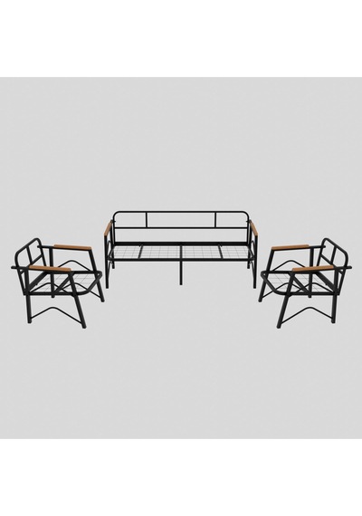 Mb Garden Furnıture Simetri Model, Balkon, Bahçe, Cafe, Metal Koltuk Takımı, Bahçe Takımı , Çay Seti, 3+1+1+masa Antrasit