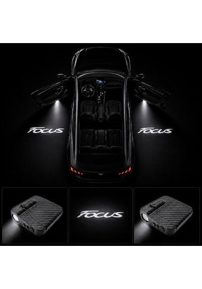 Ford Focus Kapı Altı Logo Projektör Led Işığı 2'li Set Pilli Kablosuz Kapı Karşılama Lambası