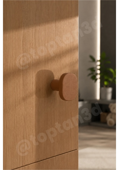 6 Adet - Kahverengi Oval Kare Kulp - Modern Ve Şık Dolap, Gardırop, Şifonyer, Komodin Ve Çekmece Kulpu Vida Dahil Sarı