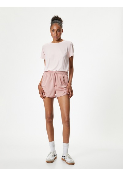 Koton Spor Tişört Sırt Detaylı Oversize Bisiklet Yaka Kısa Kollu Pembe 4sak10202nk Gül
