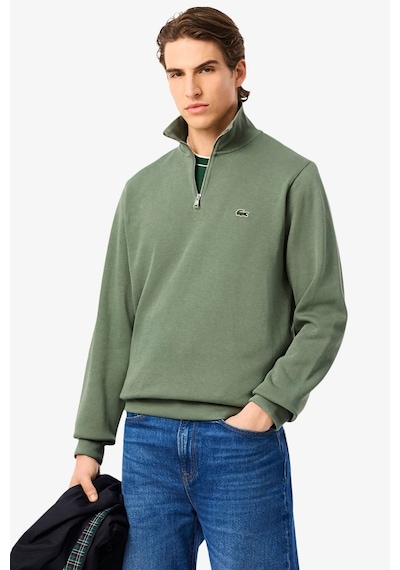 Lacoste Men's Classic Fit Neck Zip Sweatshirt Yarım Fermuarlı Yüksek Yaka Pamuklu Sweatshirt Yeşil