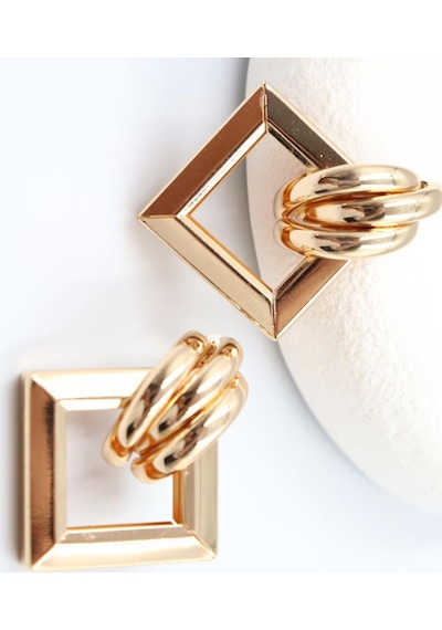 Gold Çelik Küpe 4 Cm Çok Renkli