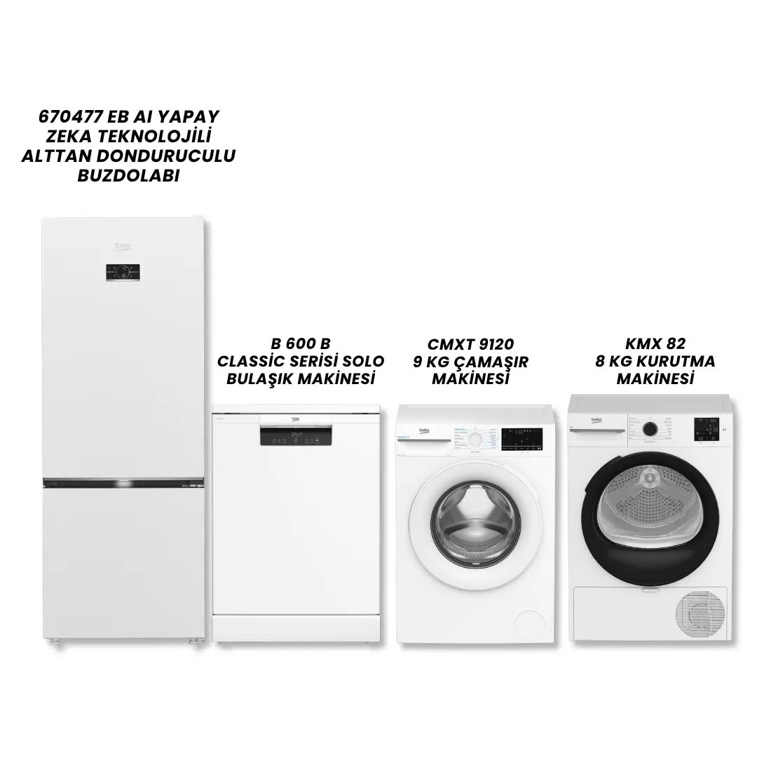 Beko 670477 EB -B 600 B -CMXT 9120 -KMX 82 Beyaz Eşya Setleri