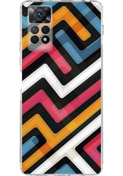 Xiaomi Redmi Note 12 Pro 4g Uyumlu Kamera Korumalı Labirent Grafiti Tasarımlı Kılıf Şeffaf