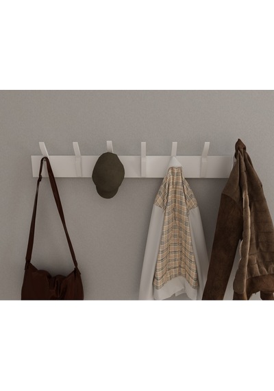 Hepsi3boyutlu Modern Duvar & Kapı Kanca Askılık - 7 Adet Beyaz Kanca Askılık - Model No : 3 Beyaz