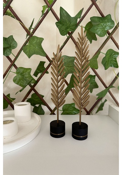 Modern Minimalist Doğa Temalı Yaprak Seti Bronz Renkli Dekoratif Obje Bronz - 698301863