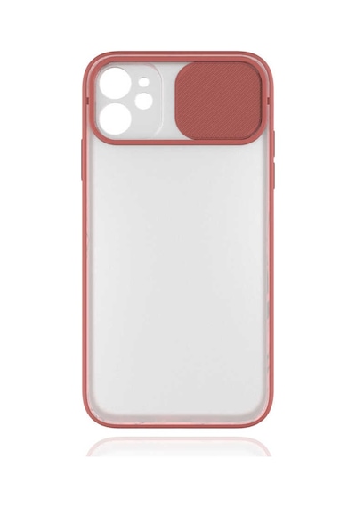 Noktaks - Apple Uyumlu iPhone   11 - Kılıf   Slayt Sürgülü Arkası Buzlu Lensi Kapak - Pembe Açık