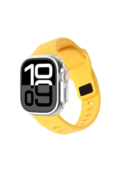 Watch Ultra 49mm Kordon Çift Renk Özel Tasarım Krd-160 Silikon Strap Kayış Sarı