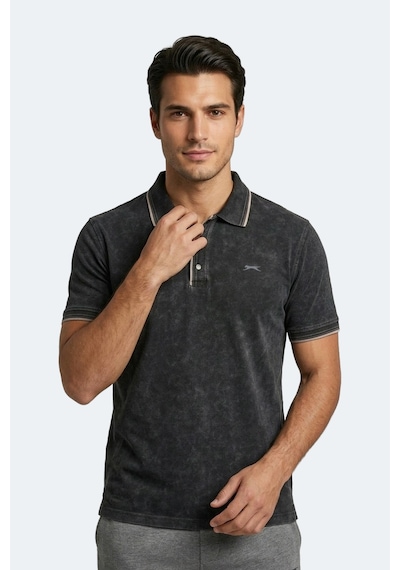 Slazenger Zale Erkek Polo Yaka Siyah Tişört