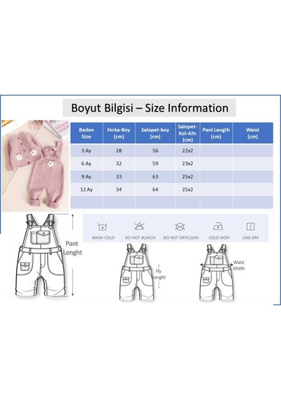 Babymod Yumuşak Dokulu Triko Hırkalı Kız Bebek Örgü Salopet Tulum Set Gülkurusu