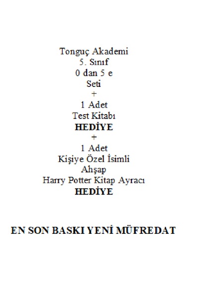 Tonguç Akademi 5. Sınıf 0 dan 5 e Seti En Son Baskı Yeni + Test Kitabı Hediye + Kişiye Özel İsimli Ahşap Harry Potter Kitap Ayracı Hediye