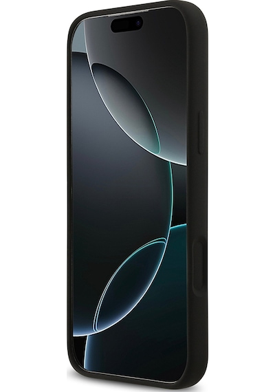 Apple Uyumlu iPhone 17 Pro Max  Kılıf Guess Lisanslı Grained Yazı Logolu Kapak Siyah Siyah