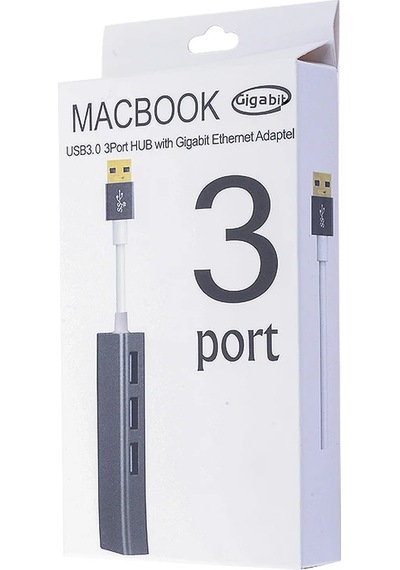 Gigabit Usb 3 Port Usb 3.0 Çoklayıcı Ve Eternet Adeptörü- 5775 Gri