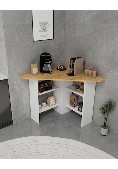 Corner Kahve Köşesi Çok Amaçlı Raflı Mutfak Masası, Safirmeşe Beyaz Safirmeşe Beyaz Corner Kahve Köşesi Çok Amaçlı Raflı Mutfak Masası, Safirmeşe Beyaz Safirmeşe Beyaz