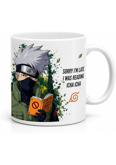 Naruto Kakashi Hatake Kupa Özel Tasarım Açık Beyaz