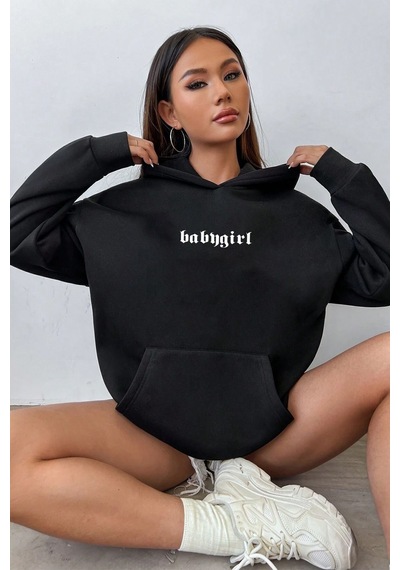 Uyguntarz Baby Girl Baskılı Sweatshirt siyah