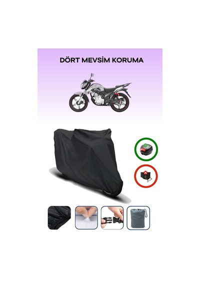 Siyah Arka Çanta Uyumlu Yuki Drag 200 Uyumlu Motosiklet Brandası Motor Örtüsü