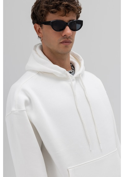 Vamos Basic Oversize Kapüşonlu Sweatshirt Ekru