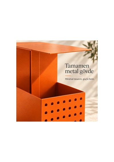 Frame Metal Yan Sehpa Modern Tasarım Depolama Hazneli Yan Sehpa Turuncu - 935176377 Turuncu