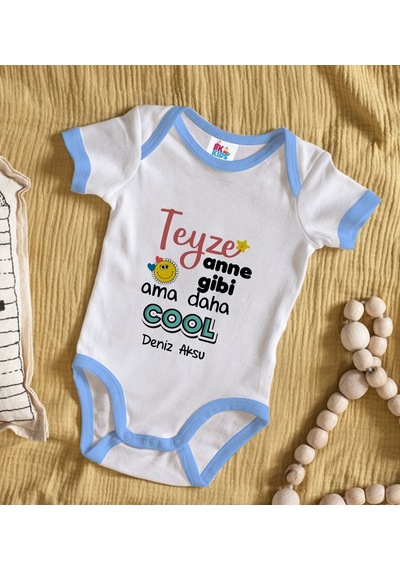 Bk Gift Bk Kids Kişiye Özel Mavi Bebek Body Zıbın - Model 52 6 - 9 Ay