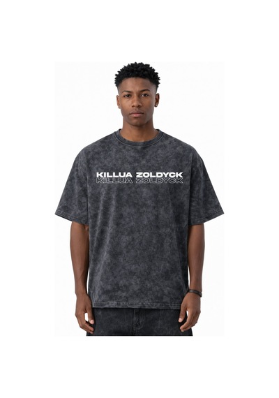 Sevbano Killua Zoldyck Hunter X Hunter Anime Baskılı Unisex Oversize Vint Siyah