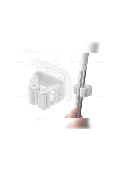 Mainshop Pratik Fırça Süpürge Paspas Mop Tutucu Askı Aparatı Yapışkanlı Sihirli Tutacak 1 Adet M-310 Beyaz