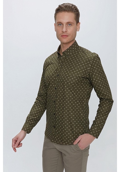 Efor G 1518 Slim Fit Haki Spor Gömlek Haki