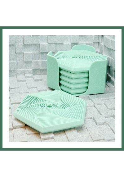 En-cag 3d Baskı Super Fidget Coaster Seti - Altıgen Desenli Bardak Altlığı Ve Tutucu-mint Bss Mint Yeşili