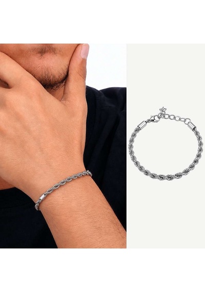 Silver Renk Çelik Erkek Halat Zincir Bileklik Çelik