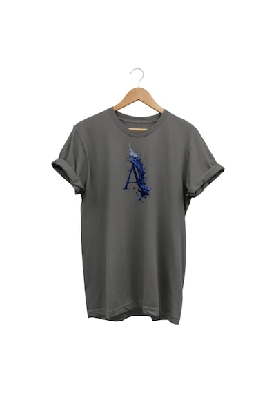 Widi A Lacivert Baskılı Gri T-shirt Antrasit Gri